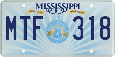 MS license plate MTF318