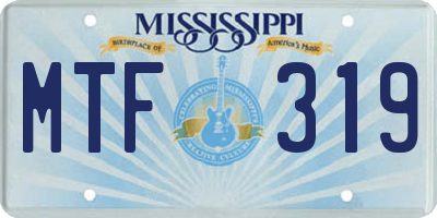 MS license plate MTF319