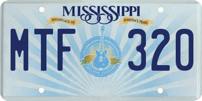 MS license plate MTF320