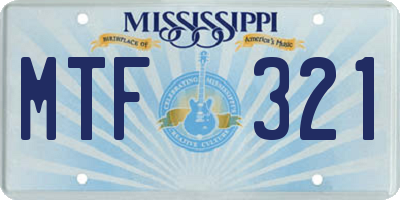 MS license plate MTF321