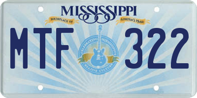 MS license plate MTF322