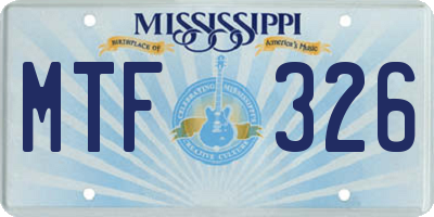 MS license plate MTF326