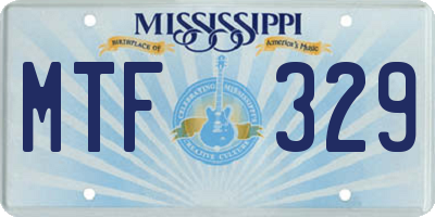 MS license plate MTF329