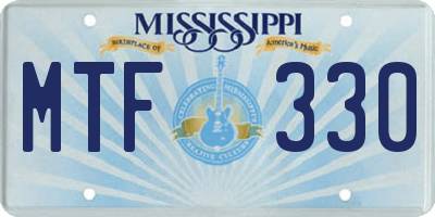 MS license plate MTF330