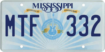 MS license plate MTF332
