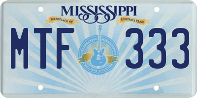 MS license plate MTF333