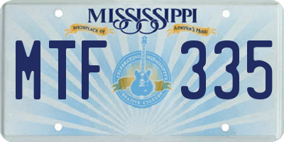 MS license plate MTF335