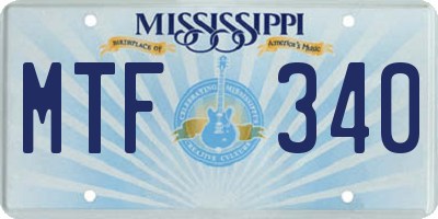 MS license plate MTF340