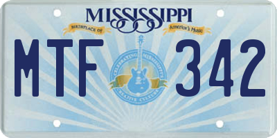 MS license plate MTF342
