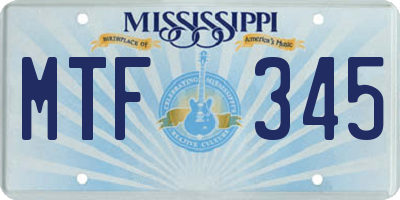 MS license plate MTF345