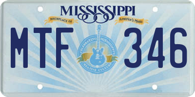 MS license plate MTF346