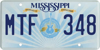 MS license plate MTF348