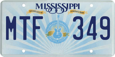 MS license plate MTF349