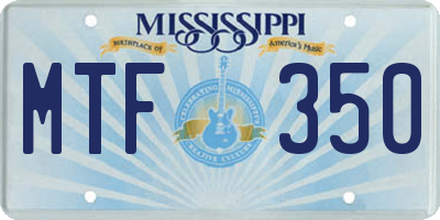 MS license plate MTF350