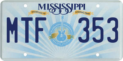 MS license plate MTF353