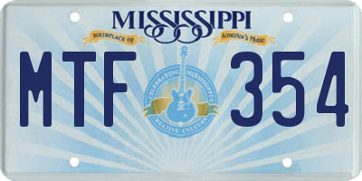 MS license plate MTF354