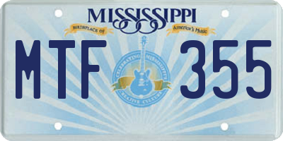 MS license plate MTF355