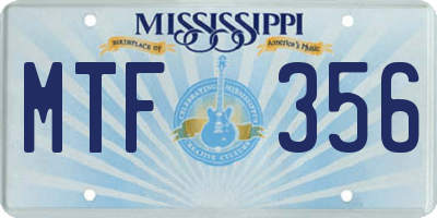 MS license plate MTF356
