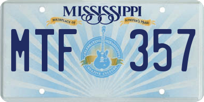 MS license plate MTF357
