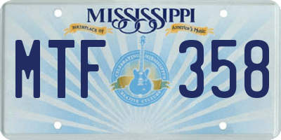 MS license plate MTF358