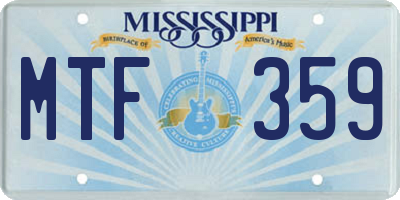 MS license plate MTF359