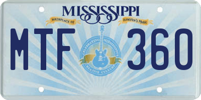 MS license plate MTF360