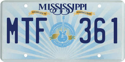 MS license plate MTF361
