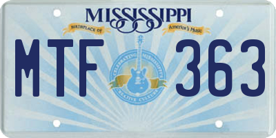 MS license plate MTF363