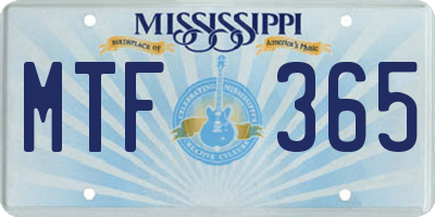 MS license plate MTF365