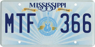 MS license plate MTF366