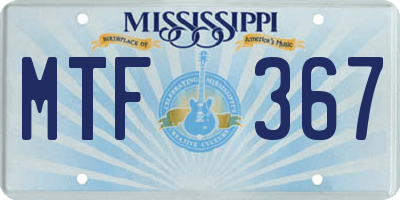 MS license plate MTF367