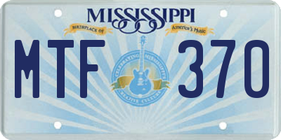 MS license plate MTF370