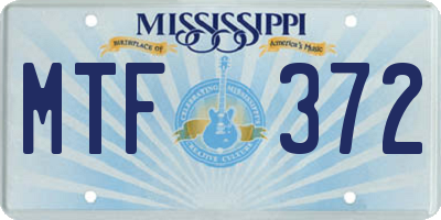 MS license plate MTF372