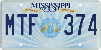 MS license plate MTF374