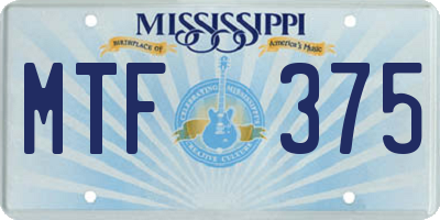 MS license plate MTF375