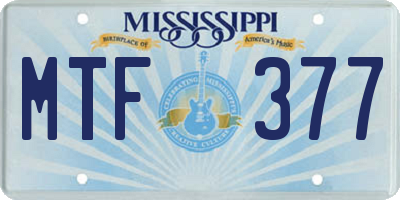 MS license plate MTF377