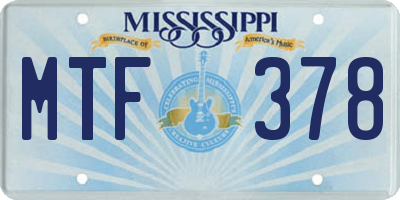 MS license plate MTF378