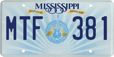 MS license plate MTF381