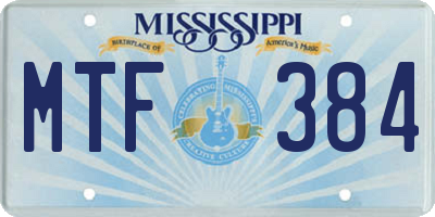 MS license plate MTF384