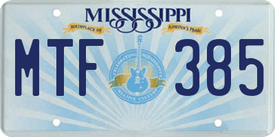 MS license plate MTF385