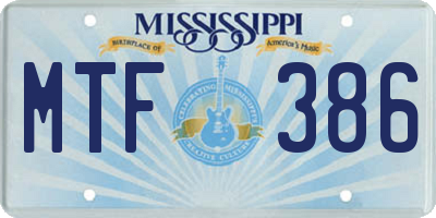 MS license plate MTF386