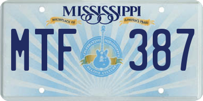MS license plate MTF387