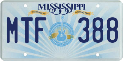 MS license plate MTF388