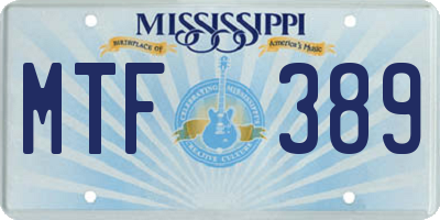 MS license plate MTF389