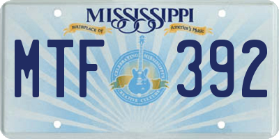 MS license plate MTF392