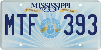 MS license plate MTF393