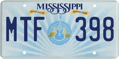 MS license plate MTF398