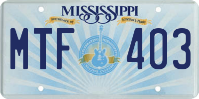 MS license plate MTF403