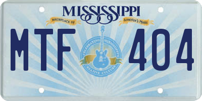 MS license plate MTF404