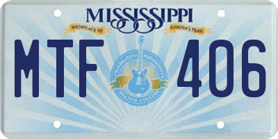MS license plate MTF406